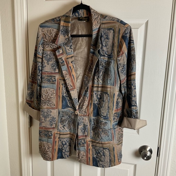 Vintage Patterned Women's Toni Garment Blazer size large - Picture 3 of 14